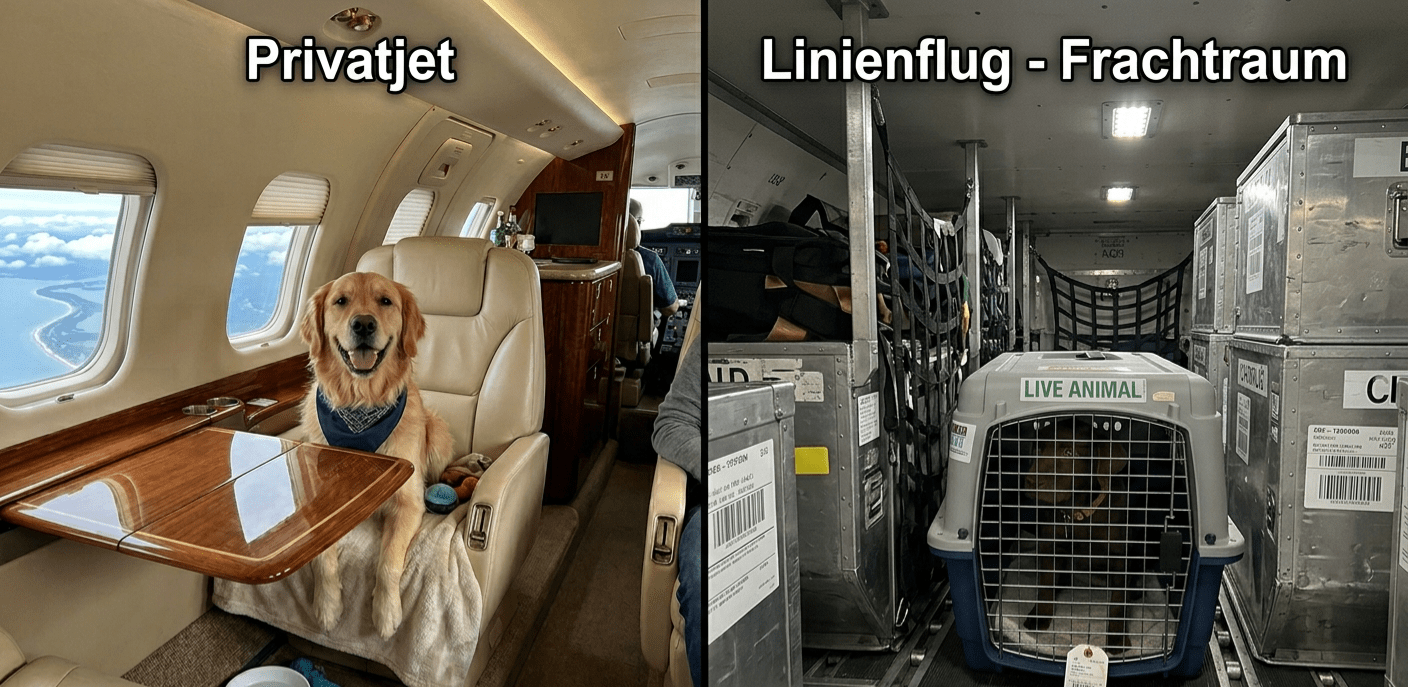 Mit Hund im Privatjet