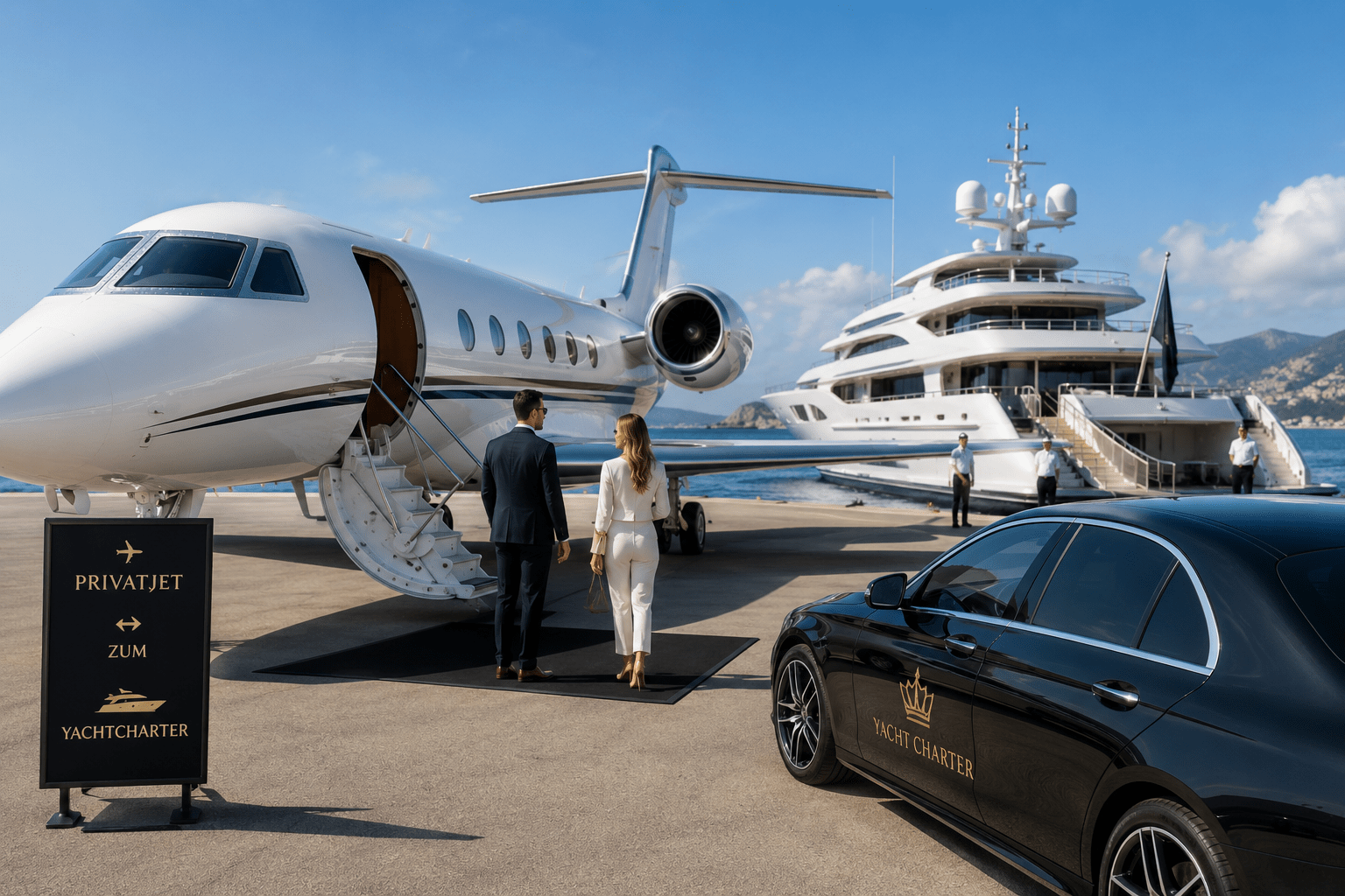 Im Privatjet zum Yachtcharter